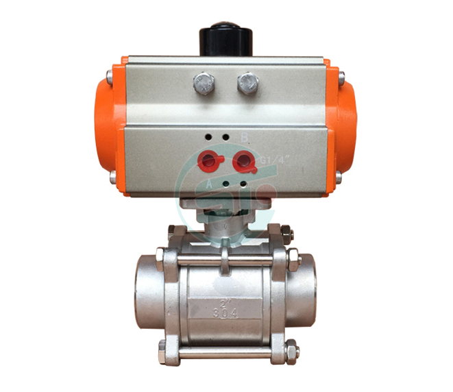 Pneumatic three-piece solder ball valve